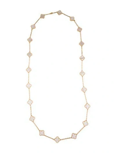 Pre-owned Van Cleef & Arpels Mother Of Pearl Vintage Alhambra 20 Motif Long Necklace, 34" In Multi