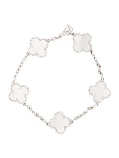 Pre-owned Van Cleef & Arpels Mother Of Pearl Vintage Alhambra Bracelet, 5 Motifs In Multicolor
