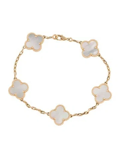 Pre-owned Van Cleef & Arpels Mother Of Pearl Vintage Alhambra Bracelet, 7.5" In Multicolor
