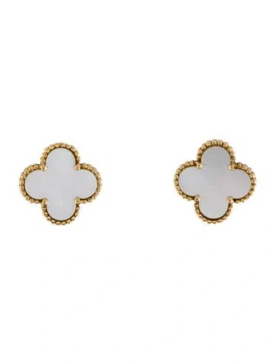 Pre-owned Van Cleef & Arpels Mother Of Pearl Vintage Alhambra Earrings In Multi