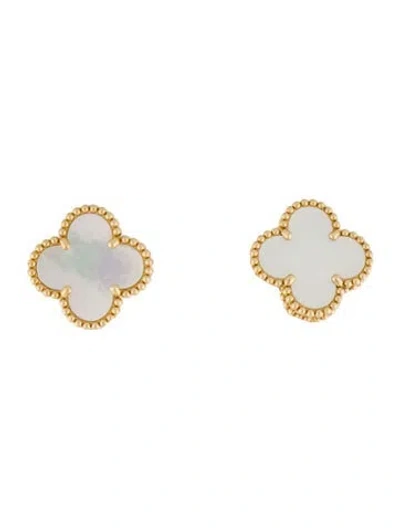 Pre-owned Van Cleef & Arpels Mother Of Pearl Vintage Alhambra Earrings In Multi