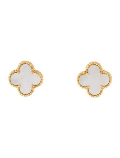 Pre-owned Van Cleef & Arpels Mother Of Pearl Vintage Alhambra Earrings In Multi
