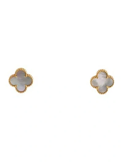 Pre-owned Van Cleef & Arpels Mother Of Pearl Vintage Alhambra Earrings In Multi