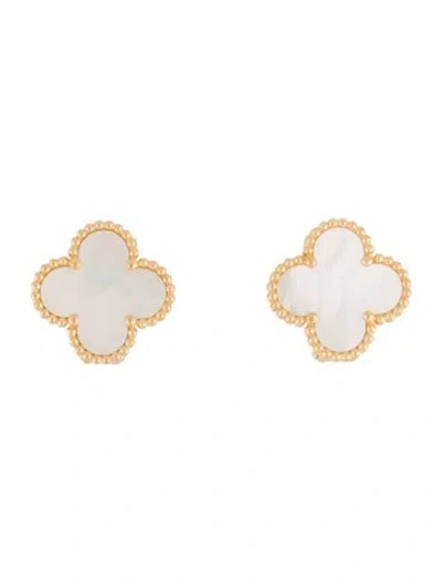 Pre-owned Van Cleef & Arpels Mother Of Pearl Vintage Alhambra Earrings In Multi