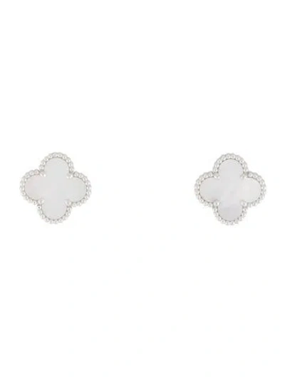 Pre-owned Van Cleef & Arpels Mother Of Pearl Vintage Alhambra Earrings In Multi
