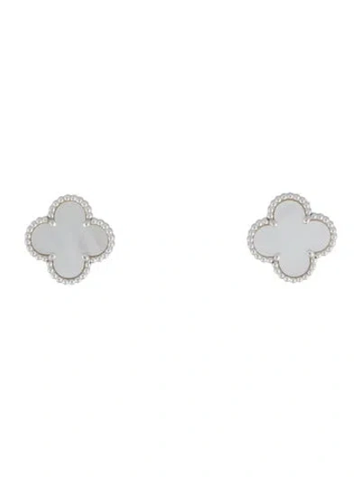 Pre-owned Van Cleef & Arpels Mother Of Pearl Vintage Alhambra Earrings In Multi