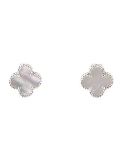 Pre-owned Van Cleef & Arpels Mother Of Pearl Vintage Alhambra Earrings In Multi