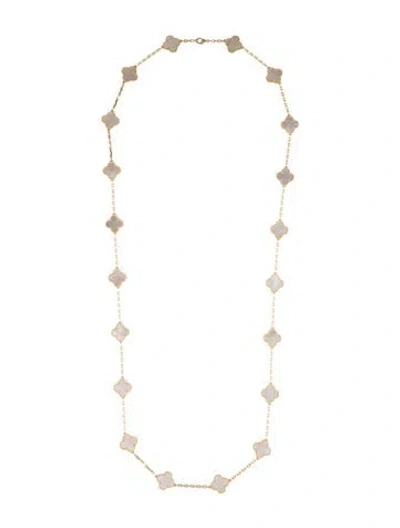Pre-owned Van Cleef & Arpels Mother Of Pearl Vintage Alhambra Long Necklace, 20 Motifs, 33.75" In Multi