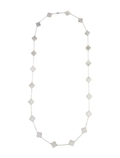 Pre-owned Van Cleef & Arpels Mother Of Pearl Vintage Alhambra Long Necklace, 20 Motifs, 33.75" In Multi