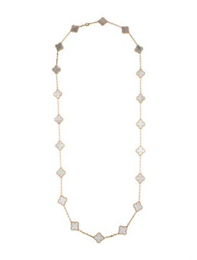 Pre-owned Van Cleef & Arpels Mother Of Pearl Vintage Alhambra Long Necklace, 20 Motifs, 33.75" In Multicolor