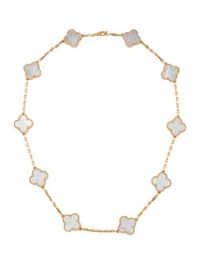 Pre-owned Van Cleef & Arpels Mother Of Pearl Vintage Alhambra Necklace, 10 Motifs, 16.75" In Multicolor
