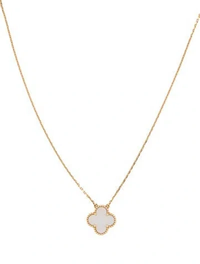 Pre-owned Van Cleef & Arpels Mother Of Pearl Vintage Alhambra Pendant, 16.25" In White