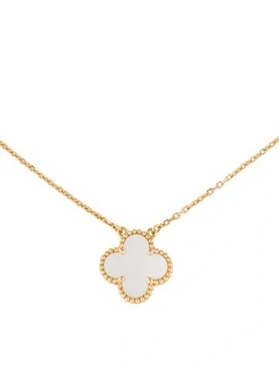 Pre-owned Van Cleef & Arpels Mother Of Pearl Vintage Alhambra Pendant, 16.5" In Multi