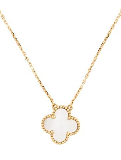 Pre-owned Van Cleef & Arpels Mother Of Pearl Vintage Alhambra Pendant, 16.5" In Multi