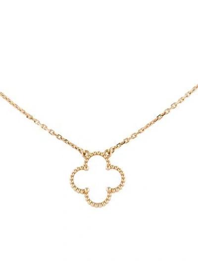 Pre-owned Van Cleef & Arpels Mother Of Pearl Vintage Alhambra Pendant Necklace, 16" In Multi