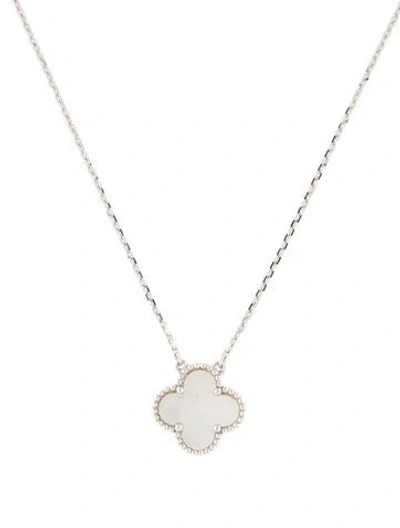 Pre-owned Van Cleef & Arpels Mother Of Pearl Vintage Alhambra Pendant Necklace, 16.25" In Multi
