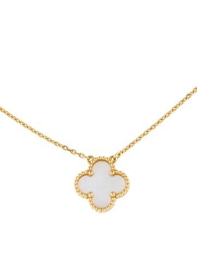 Pre-owned Van Cleef & Arpels Mother Of Pearl Vintage Alhambra Pendant Necklace, 16.5" In Multi
