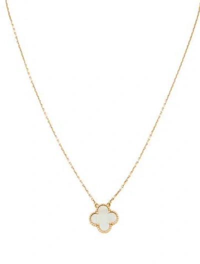 Pre-owned Van Cleef & Arpels Mother Of Pearl Vintage Alhambra Pendant Necklace, 16.5" In Multi