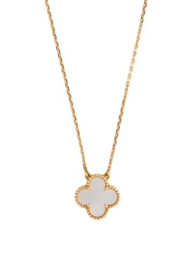 Pre-owned Van Cleef & Arpels Mother Of Pearl Vintage Alhambra Pendant Necklace, 16.5" In Multi
