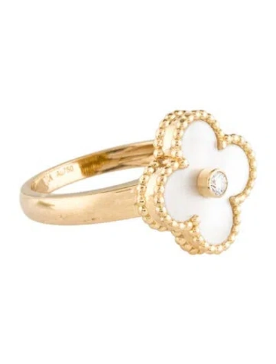 Pre-owned Van Cleef & Arpels Mother Of Pearl Vintage Alhambra Ring In Multi