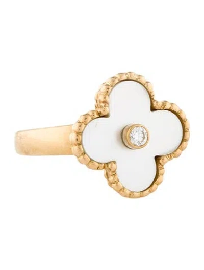Pre-owned Van Cleef & Arpels Mother Of Pearl Vintage Alhambra Ring In Multi