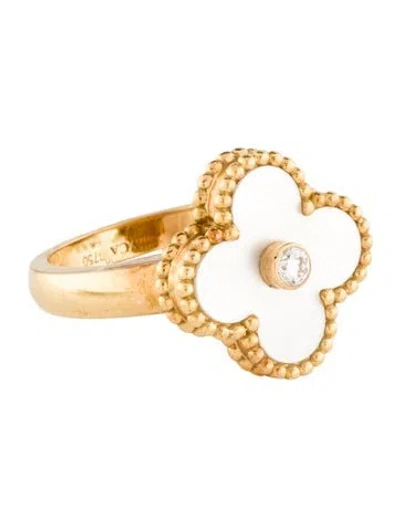 Pre-owned Van Cleef & Arpels Mother Of Pearl Vintage Alhambra Ring In Multi