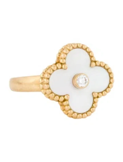 Pre-owned Van Cleef & Arpels Mother Of Pearl Vintage Alhambra Ring In Multi
