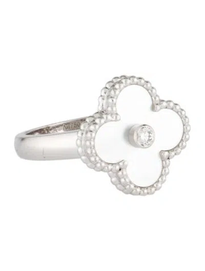 Pre-owned Van Cleef & Arpels Mother Of Pearl Vintage Alhambra Ring In Multi
