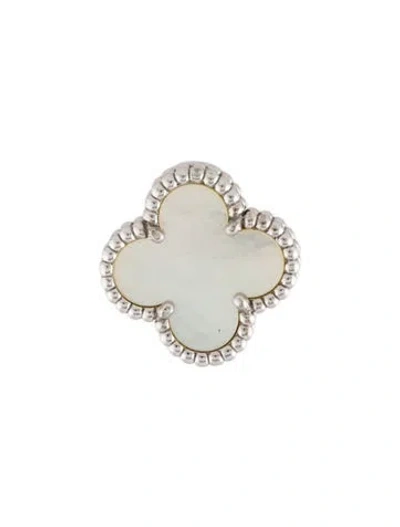 Pre-owned Van Cleef & Arpels Mother Of Pearl Vintage Alhambra 'single' Earring In Multi