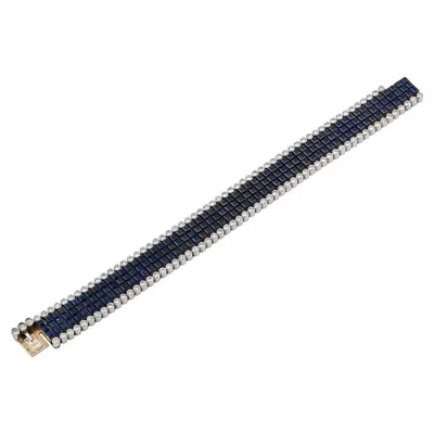 Pre-owned Van Cleef & Arpels Mystery Set Sapphire And Diamond Bracelet � Signed Jewelry In Blue
