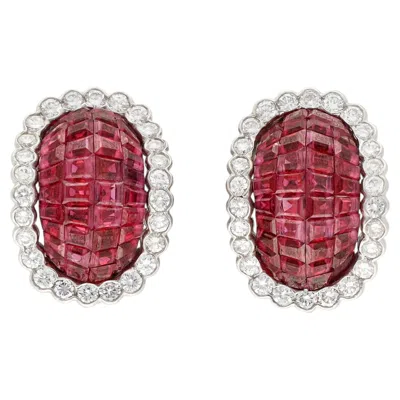 Pre-owned Van Cleef & Arpels Mystery-set Ruby And Diamond Bombe Earrings In Multi