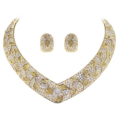 Pre-owned Van Cleef & Arpels Natural Yellow & White Diamond Necklace And Earring Set