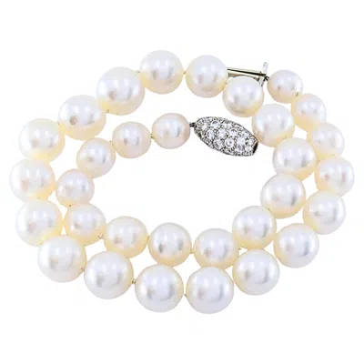 Pre-owned Van Cleef & Arpels New York Graduated Pearl Necklace Pav� Diamond Clasp In Multiple