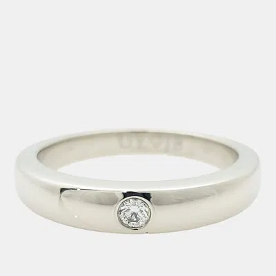 Pre-owned Van Cleef & Arpels New York Single Diamond 18k White Gold Ring In Multicolor
