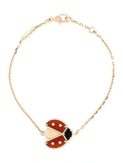 Pre-owned Van Cleef & Arpels Open Wings Ladybug Lucky Spring Bracelet, 6.75" In Multicolor
