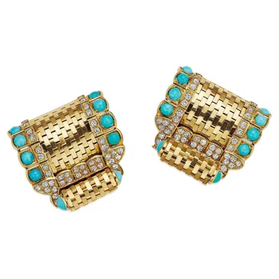 Pre-owned Van Cleef & Arpels Pair Of  "ludo Briquette" Clip Brooches In Multi