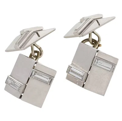 Pre-owned Van Cleef & Arpels Paris 1930s Art Deco Diamond And Platinum Cuff Links In Multi