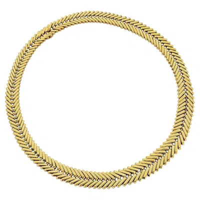 Pre-owned Van Cleef & Arpels Paris Gold Herringbone Link Collar Necklace In Multiple