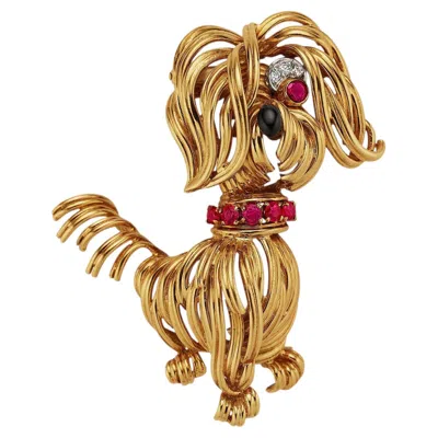 Pre-owned Van Cleef & Arpels Paris Yorkie Brooch In Multi