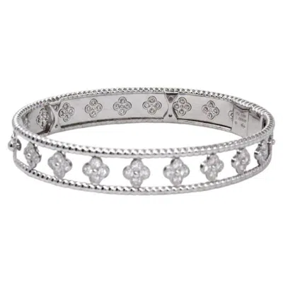 Pre-owned Van Cleef & Arpels Perl�e Clovers Diamond 18k White Gold Bangle Bracelet