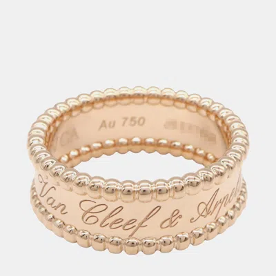 Pre-owned Van Cleef & Arpels Perlee 18k Rose Gold Band Ring Eu 57