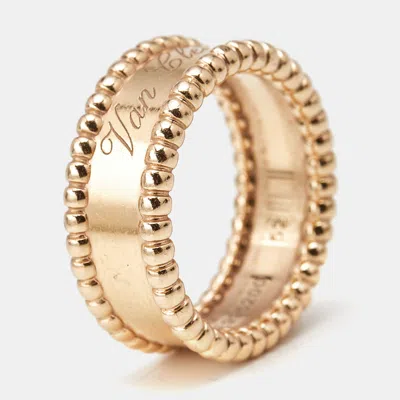 Pre-owned Van Cleef & Arpels Perlée 18k Rose Gold Ring Size 52