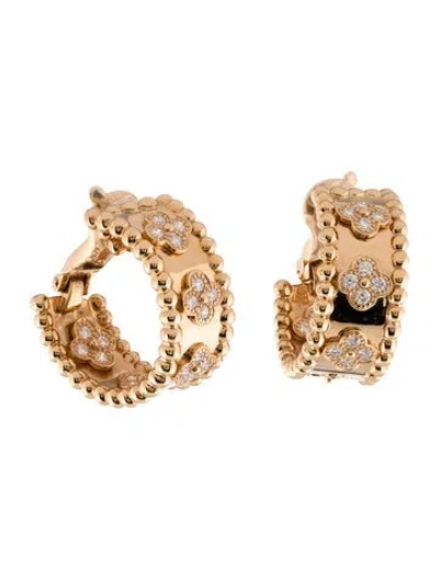 Pre-owned Van Cleef & Arpels Perlée Clovers Hoop Earrings In Multi