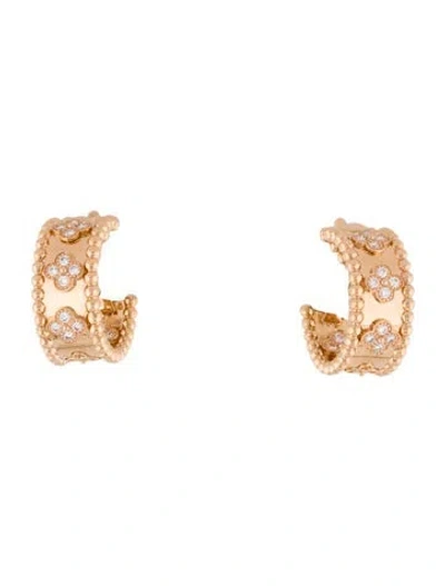 Pre-owned Van Cleef & Arpels Perlée Clovers Hoop Earrings In Multi