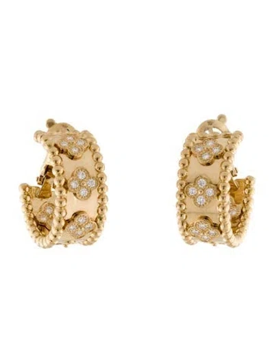 Pre-owned Van Cleef & Arpels Perlée Clovers Hoop Earrings In Multi