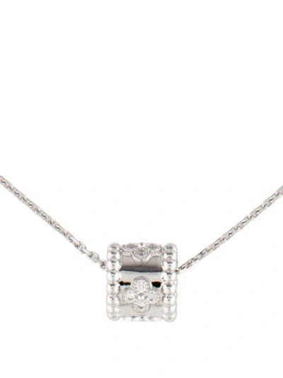 Pre-owned Van Cleef & Arpels Perlée Clovers Pendant Necklace, 16.5" In Multi