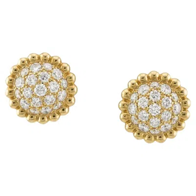 Pre-owned Van Cleef & Arpels Perlee Diamond Stud Earrings, 18k Yellow Gold