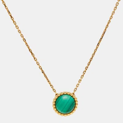 Pre-owned Van Cleef & Arpels Perlée Malachite 18k Yellow Gold Necklace