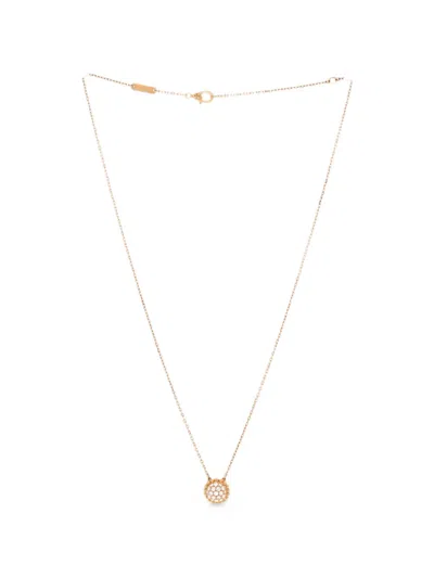 Pre-owned Van Cleef & Arpels Perlee Round Pendant 18k Rose Gold And Diamonds Necklace In Pink