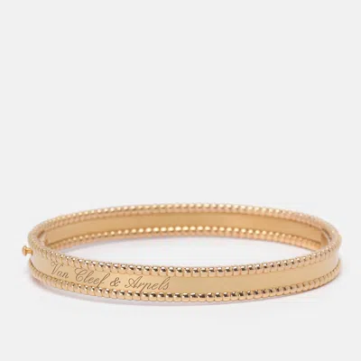 Pre-owned Van Cleef & Arpels Perlee Signature 18k Rose Gold Bangle Bracelet Size 18 In Pink